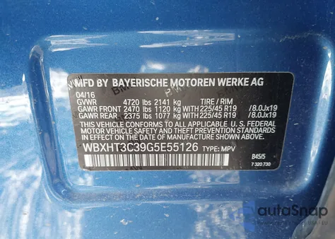 2016 BMW X1 xDrive28I из США, поврежденный, VIN WBXHT3C39G5E55126